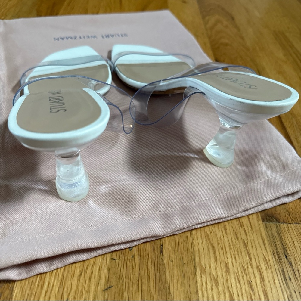STUART WEITZMAN Women's Size 8.5US 39EU Clear/White Kristal Clear Sandals - Picture 3 of 9